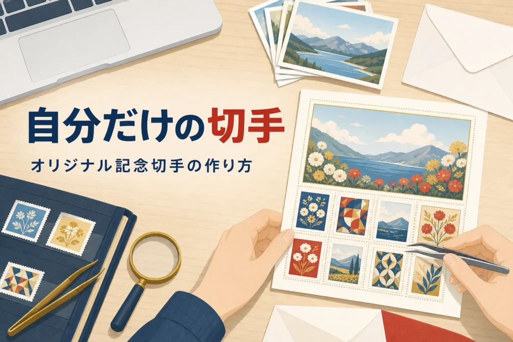 オリジナル記念切手の作り方とフレーム切手の種類を紹介する記事のアイキャッチ