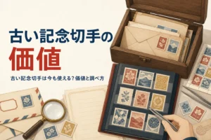 古い記念切手の価値と、今も郵便に使えるかを解説する記事のアイキャッチ