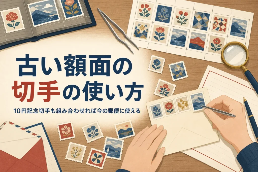 10円・20円・50円など古い額面の記念切手の使い方を解説する記事のアイキャッチ