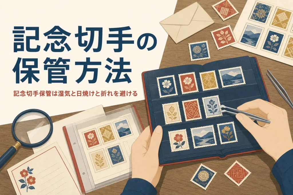 記念切手を湿気・日焼け・折れから守る保管方法を紹介する記事のアイキャッチ