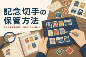 記念切手を湿気・日焼け・折れから守る保管方法を紹介する記事のアイキャッチ