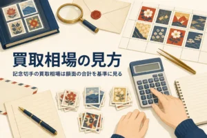 記念切手の買取相場の見方を、バラ・シート・額面で変わる理由から解説する記事のアイキャッチ