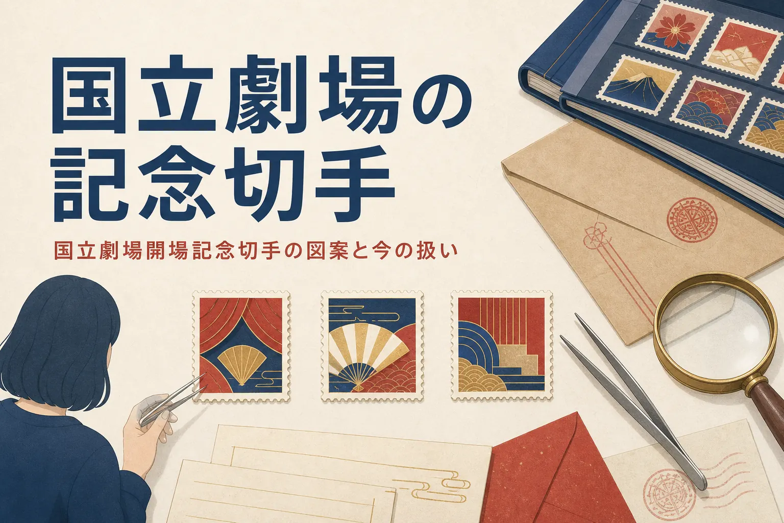 1966年の国立劇場開場記念切手の図案と今の扱いを紹介する記事のアイキャッチ