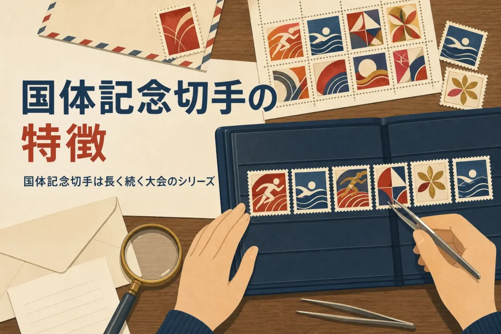 国民体育大会にあわせて発行されてきた国体記念切手の特徴を紹介する記事のアイキャッチ