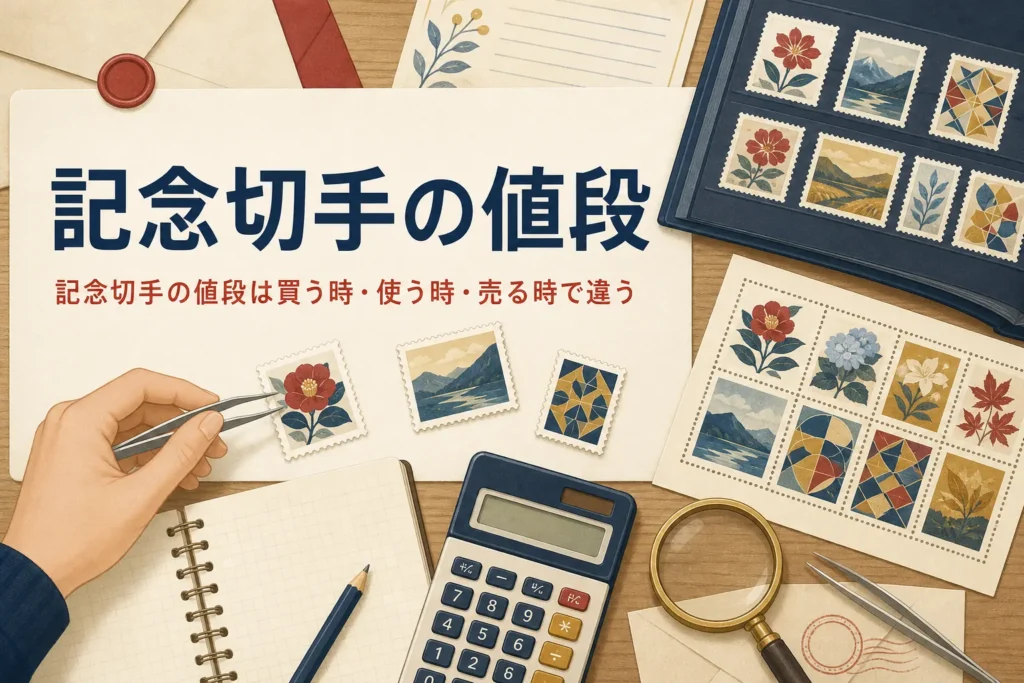 記念切手の額面・販売価格・買取価格の違いを解説する記事のアイキャッチ
