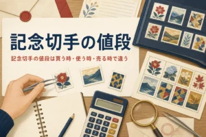 記念切手の額面・販売価格・買取価格の違いを解説する記事のアイキャッチ