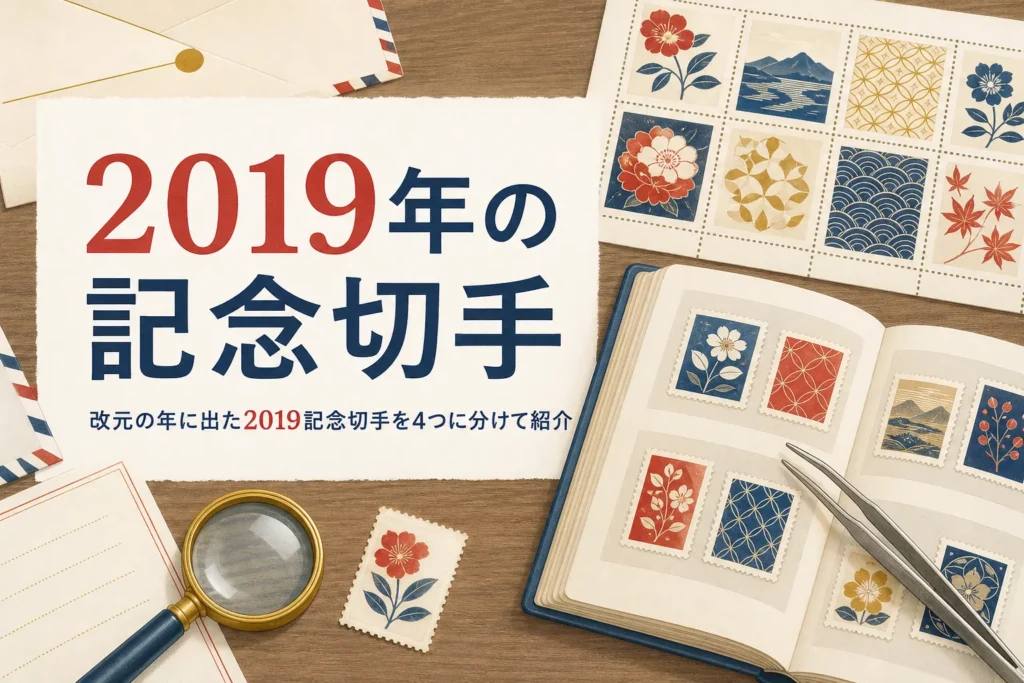 2019年に出た主な記念切手を紹介する記事のアイキャッチ