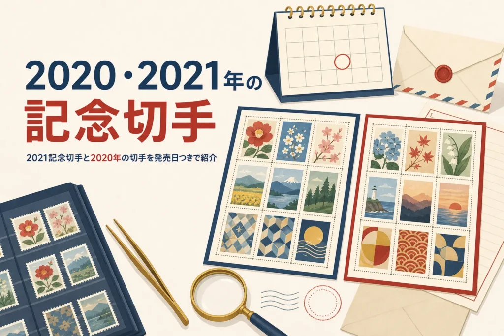 2020年・2021年に出た主な記念切手と発売日を紹介する記事のアイキャッチ