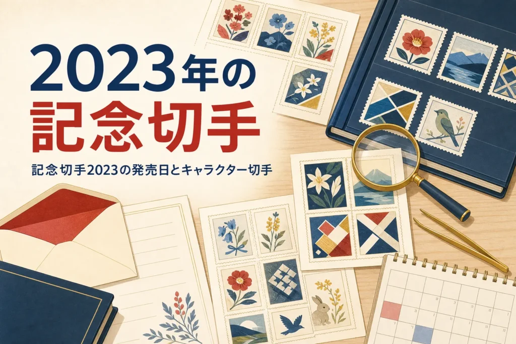 2023年に出た主な記念切手とキャラクター切手を紹介する記事のアイキャッチ