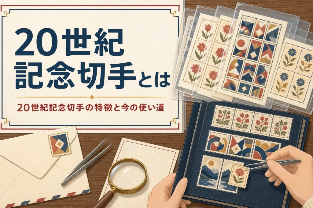 20世紀記念切手と呼ばれる20世紀デザイン切手シリーズの特徴と今の使い道を紹介する記事のアイキャッチ
