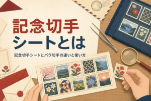 記念切手シートとバラ切手の違いと使い方を解説する記事のアイキャッチ