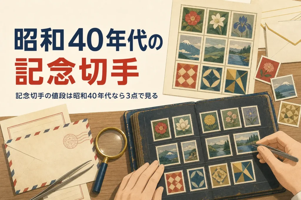昭和40年代の記念切手の値段と使い道を解説する記事のアイキャッチ