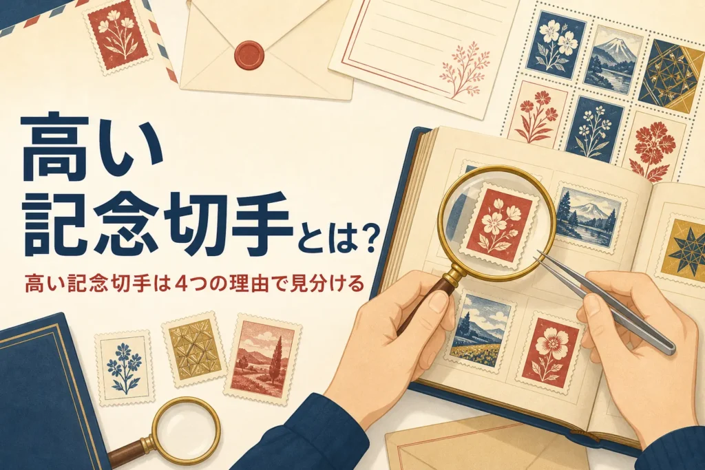 高い記念切手の特徴と見分け方を解説する記事のアイキャッチ