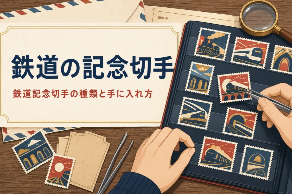 国の記念切手・シリーズ切手・フレーム切手に分けて鉄道記念切手を紹介する記事のアイキャッチ