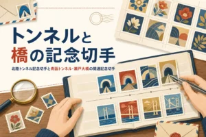 北陸トンネル・青函トンネル・瀬戸大橋の開通記念切手を紹介する記事のアイキャッチ
