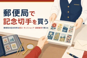 郵便局で記念切手を買う方法を紹介する記事のアイキャッチ